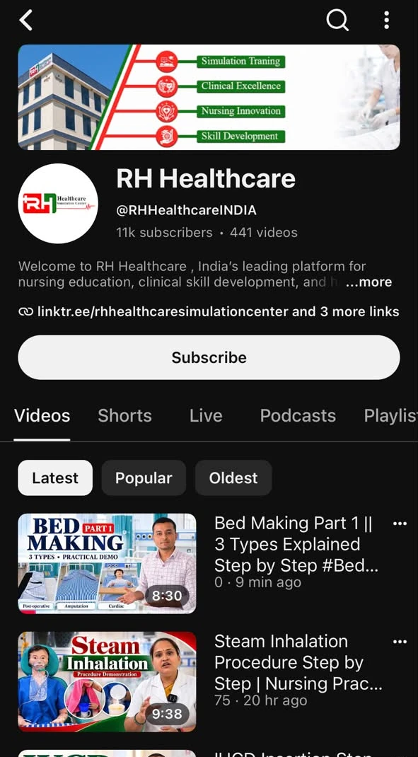 RH Healthcare Simulation Center YouTube channel